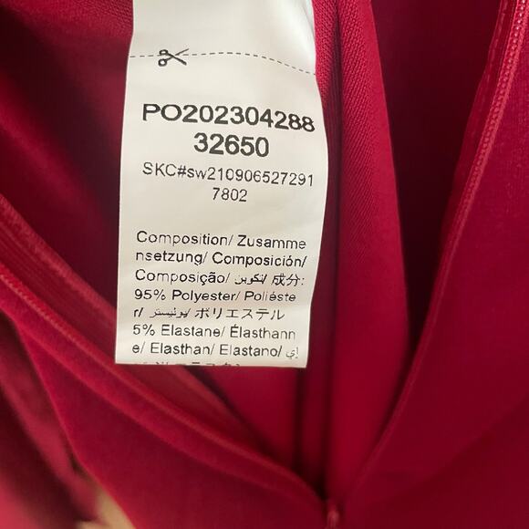 Wdirara Womens XS Wide Leg Jumpsuit Red Wine V-Neck Sheer Sleeve Elegant NWT - Picture 9 of 13